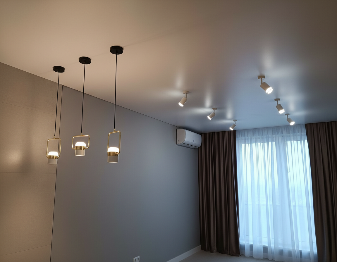 Гостиная с золотыми светильниками